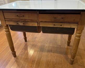 Possum Belly Baker's table with removable enamel top