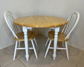 53 FarmhouseStyleDropleafKitchenTablewithTwoMatchingChairs