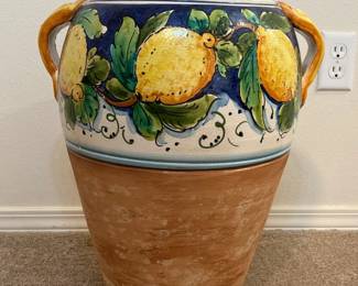 64 LargeItalianCeramicLemonThemedVaseorUmbrellaStand