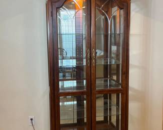 13 CherryWoodCurioCabinetwithBeveledGlassDoorsGlassShelves