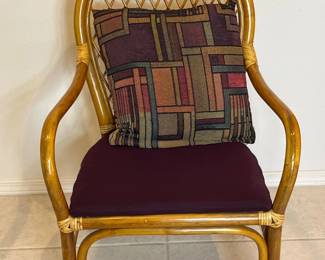 101 BambooAccentChairwithPurpleCushionandPillow
