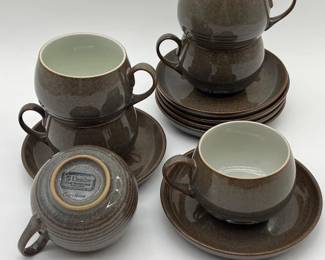 66 DenbyGreystone12PieceCupandSaucerSet