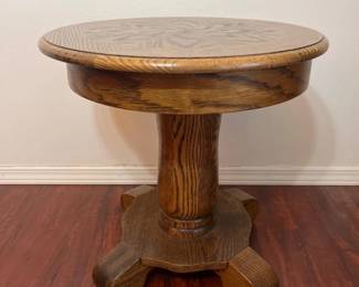 9 SolidTigerOakRoundEmpireStyleOccasionalTable