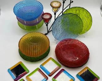 72 ColorfulGlassDishesLot