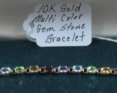 10K Gold Multi Color Gem Stone Bracelet