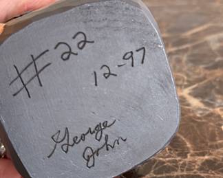 Folk Art Santa Hand-Made by American Carver, George John. Photo 1 of 2.  . Measures 4.5" W x 4.5" H. Photo 2 of 2. 