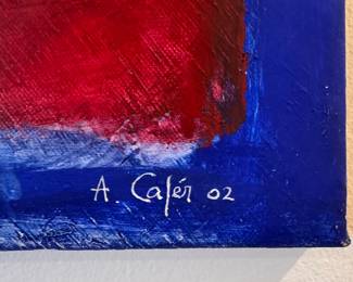 Mixed Media On Canvas, Signed By Artist A. Cafer. Measures 14" W x 24" H. Photo 2 of 2. 