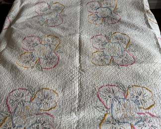 Hand-Embroidered Quilt. 