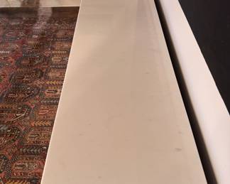 Florence Knoll 4-Point Black Oak Credenza with White Marble Top, Extra Polished Chrome Base and Cabinet Pulls - 2 Available. Each Measures 75" W x 18" D x 26" H. Photo 4 of 5. 