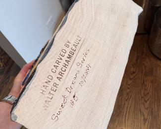 "Santa on the Moon" Hand-Made Folk Art Santa by American Carvers Walter & Judy Archambeault (New Hampshire) 2004. Measures 17.25" H x 7" W. Photo 3 of 3. 