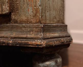 Early 19th-Century Swedish Painted Folk Cabinet (Skåp), Dated 1805. Pine With Original Polychrome Decoration. Raised on Turned Bun Feet. Measures 50" W x 26" D x 75" H. Photo 8 of 8. 