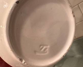 McCoy Pottery Cherry Blossom Planter with Attached Saucer. Glazed Ceramic, Mid-20th Century. Photo 2 of 2. 