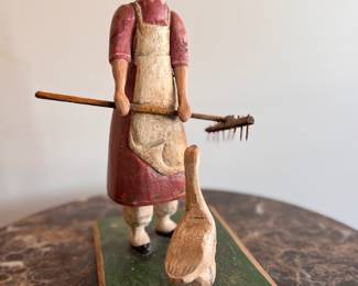 "Hay Raking," Hand-Carved, Hand-Painted Folk Art Sculpture by Denise Calla (American, Contemporary). Measures 6" x 9" Base; 14" H. Photo 1 of 3. 