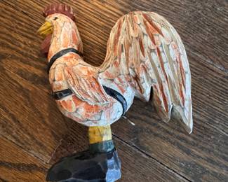 Hand-Carved, Hand-Painted Folk Art Rooster Ornament, Jenny Petersen, 1993. Photo 1 of 2. 