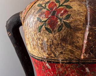 Large-Scale Antique Indian Folk Art Wooden Horse on Wheels. Late 19th–early 20th Century. Hand-carved with Original Polychrome Decoration and Articulated Tack Details. Measures 53" L x 61" H. Photo 5 of 7. 