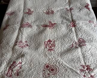 White and Pink Quilt. 