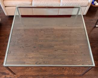 Mid-Century Steel & Glass Coffee Table Attributed to Milo Baughman. Measures 55" x 55" x 19" H. Photo 2 of 4. 