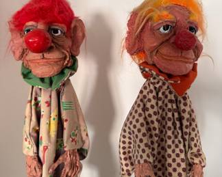 Decorative Folk Art Figurines with Paper Mache Heads and Hands and Cloth Bodies. Circa 1940s - 1960s. Each Measures 24" H. Photo 2 of 3. 