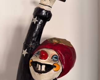 Paper Mache Uncle Sam Clown Figurine - 2 Available.  Late 20th Century (1940 - 1940s). Each Measures 24" H. Photo 5 of 6. 