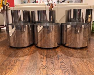 Chrome Platers. Three Measure 20" H x 18" D; Three Measures 12" H x 16" D. 