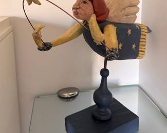 Sande Elkins (American, Contemporary) Flying Angel Holding Star. Measures 16" W x 14" D. 