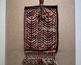 Antique Nomadic Woven Bag, Likely for Personal Storage. 