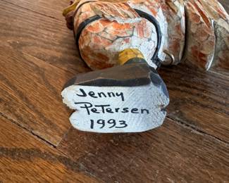 Hand-Carved, Hand-Painted Folk Art Rooster Ornament, Jenny Petersen, 1993. Photo 2 of 2. 
