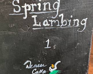 "Spring Lambing," Hand-Carved, Hand-Painted Folk Art Sculpture by Denise Calla (American, Contemporary). Measures 6.5" x 10" x 14" H. Photo 3 of 3. 