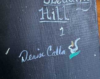 "Sledding Hill," Hand-Carved, Hand-Painted Folk Art Sculpture by Denise Calla (American, Contemporary). Measures 7" x 11"; 14" H. Photo 3 of 3. 