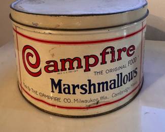 Campfire Marshallow Tin. Measures 10" D. 