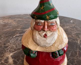 Folk Art Santa Hand-Made by American Carver, Sande Ellis. Measures 5" H. Photo 1 of 2. 