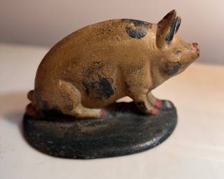 Cast Iron Pig Door Stop. Measures 6" H. Photo 1 of 2. 