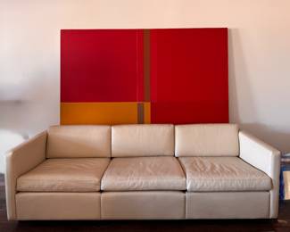 Charles Pfister for Knoll Mid-Century Custom-Designed Leather Upholstered Sofa. Circa 2001. Measures 87" W x 33" D x 17" Seat Height. Photo 1 of 3. 