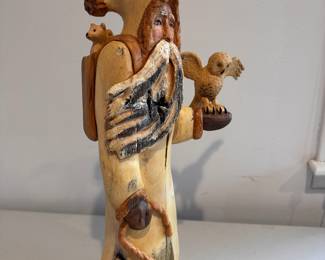 Hand-Carved, Hand-Painted 2-Piece Santa Figure Signed by Artist Joe Vukelich. Photo 1 of 4. 