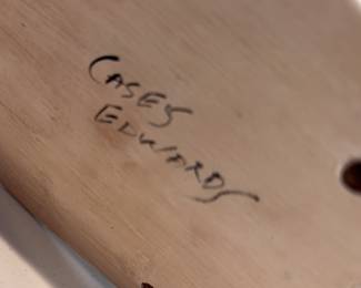 Folk Art Santa, Sleigh and Reindeer Figurine.  Signed by American Carver Casey Edwards. Measures Approximately 24" W x 8" H. Photo 2 of 2. 