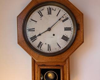 Seth Thomas Oak School House Clock. Measures 24" H x 17" D. Photo 1 of 3. 