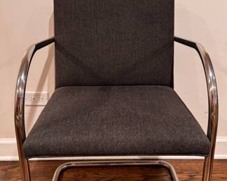 Set of 8 Mies van der Rohe BRNO Tubular Steel Armchair (Model 255), Designed in 1930.  Chrome-Plated Tubular Steel with Upholstered Seat and Back. Photo 10 of 12. 