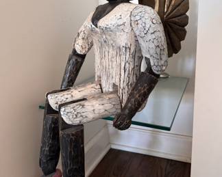 "Sitting Angel," Shawn Campbell (Tennessee) 1997. American Folk Art – Hand-Carved Articulated Angel. Seated Measurements 26" L by 18" D. Photo 1 of 2. 