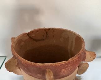 Pre-Columbian Chancay Culture Cuchimilco Funerary Figure, Circa 1000–1470 CE.  Central Coast, Peru. Earthenware Pottery with Red Mineral Slip and Cream Ground. Repaired. Photo 2 of 3. 