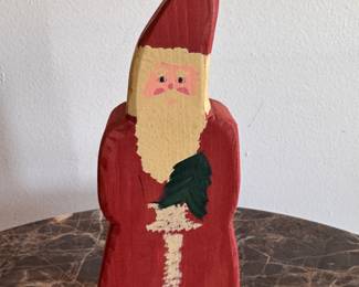 Folk Art Santa Stamped by Artist. Measures 9.5" H. Photo 1 of 2. 