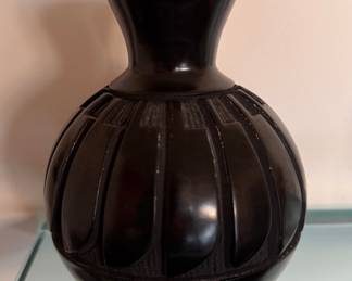 Navajo Blackware Vase, Unsigned. Measures 6" H & 5" at Widest. Photo 1 of 2. 