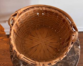 Vintage Hand-Woven Split Wood Basket with Handle. Photo 2 of 2. 