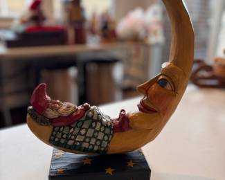 "Santa Asleep on the Moon," Sandy Elkins (Tennessee). 1995. Measures 15.5" W  x 7.5" H. Photo 2 of 3. 