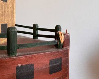 Noah's Ark, Hand-Carved, Hand-Painted Folk Art Ark. Unsigned. Measures 24" W x 16" H. Photo 4 of 5. 