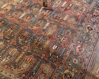 Late 19th Century/Early 20th Century Western Iran (Likely Heriz) Hand-Knotted Wool Rug. Measures 7' 4" x 13' 5". Photo 1 of 2. 