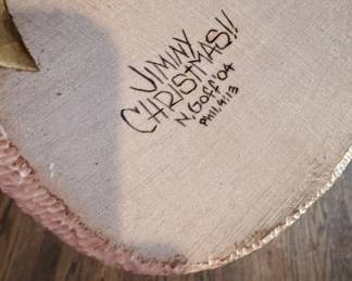 "Santa with Doves." Hand-Made Folk Art Santa by American Carver Nancy Goff (Missouri) for Jimmy Christmas. 2004. Measures 13.5" W x 11.5" H. Photo 2 of 2. 