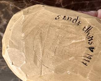 Folk Art Santa Hand-Made by American Carver, Sande Ellis. Measures 5" H. Photo 2 of 2. 