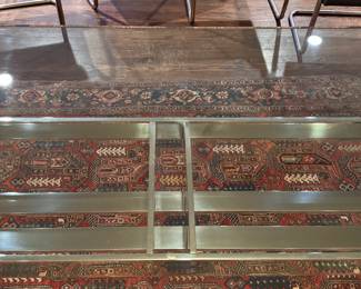 Design Institute America (DIA) Architecturally Engineered Chrome & Glass Dining Table. Pictured with Set of 8 Mies van der Rohe BRNO Tubular Steel Armchair (Model 255), Designed in 1930.  Table Measures 96" L x 42" W x 28.5" H with 27.5" Clearance. Chairs Measure 22" W x 24" D with 17" Seat Height. Photo 3 of 12. 