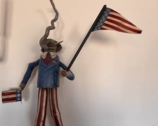 Hand-Carved, Hand-Painted Political Folk Art Figures -- Donkey (Democrat) & Elephant (Republican). Late 20th Century. Each Measures 32" H. Photo 3 of 5. 