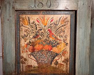 Early 19th-Century Swedish Painted Folk Cabinet (Skåp), Dated 1805. Pine With Original Polychrome Decoration. Raised on Turned Bun Feet. Measures 50" W x 26" D x 75" H. Photo 4 of 8. 